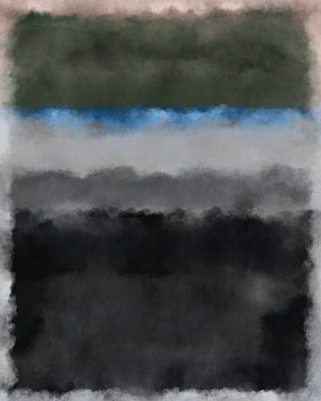 Groen, blauw, grijs, zwart. Kleurenveldschilderij geïnspireerd door Mark Rothko. van Dina Dankers