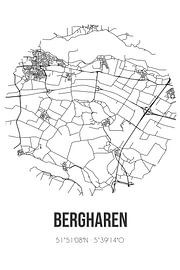 Bergharen (Gelderland) | Map | Black and White by Prints of Place