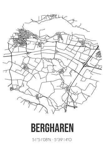 Bergharen (Gelderland) | Landkaart | Zwart-wit
