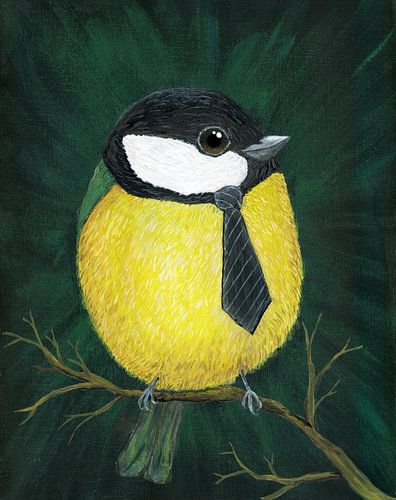 Meneer Koolmees Acrylverf schilderij