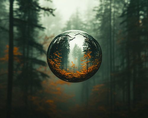 Autumn forest crystal ball