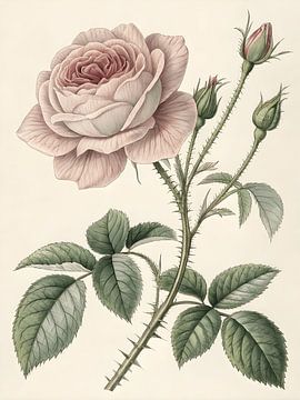 Botanische studie van vintage roos van Artistic