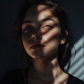 Woman in light and shadow by Poster Art Shop