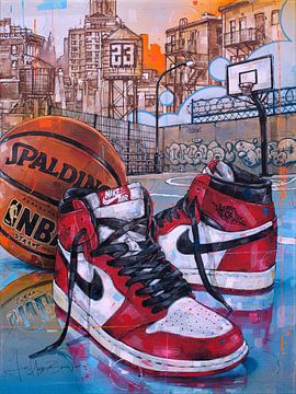 Nike air Jordan 1 Basketball painting. sur Jos Hoppenbrouwers