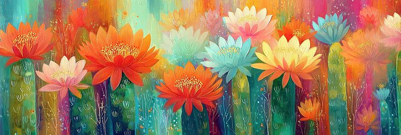 Vrolijk Schilderij met Waterlelies van Bloemen Studio