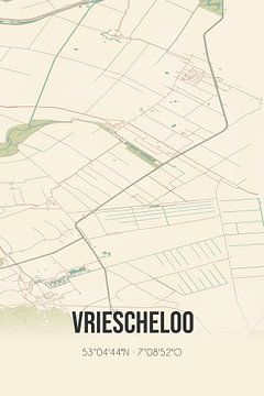 Vintage landkaart van Vriescheloo (Groningen) van MijnStadsPoster