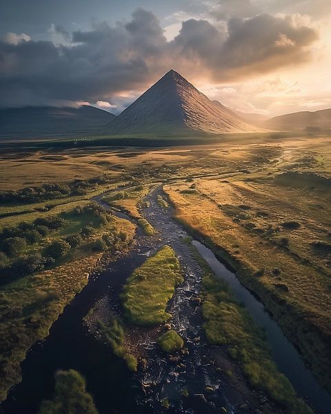 Gloed van de top in het avondlicht van fernlichtsicht