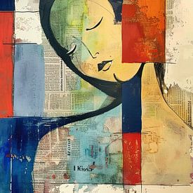 Femme avec couleurs | Femme abstraite sur Peintures accrocheuses