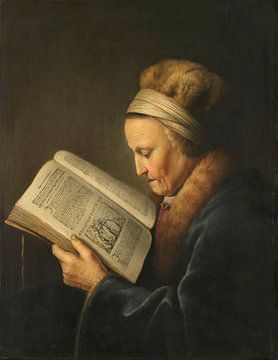 Reading old woman, Gerard Dou, ca. 1631 - ca. 1632