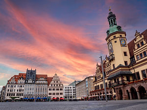 Leipziger Rathaus mit Marktplatz