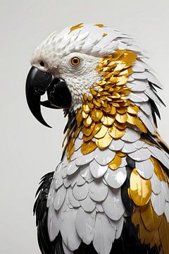Golden Gloss Parrot Artwork by De Muurdecoratie