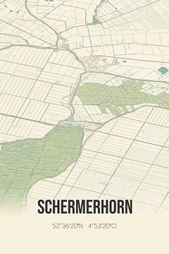 Vintage landkaart van Schermerhorn (Noord-Holland) van Rezona