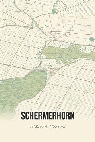 Vintage landkaart van Schermerhorn (Noord-Holland)