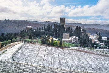 Snow in Badia a Passignano Abbey, Chianti, Tuscany by Stefano Orazzini