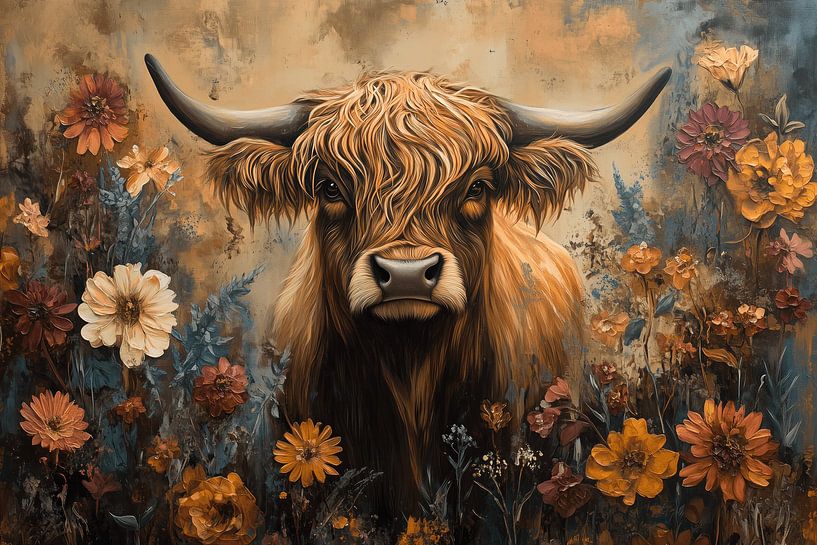 Highlander with Flower Crown Timeless Elegance by Eva Lee