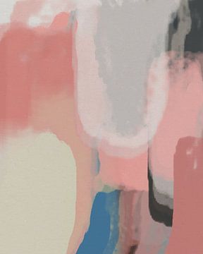 Moderne abstracte hedendaagse kunst in pastelkleuren. Roze, beige, taupe en blauw. van Dina Dankers