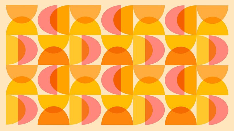 Moderne mid-eeuwse Bauhaus vormen Meditatie in perzikgeel oranje van Mad Dog Art