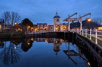 Het blauwe uurtje bij de Morspoort in Leiden