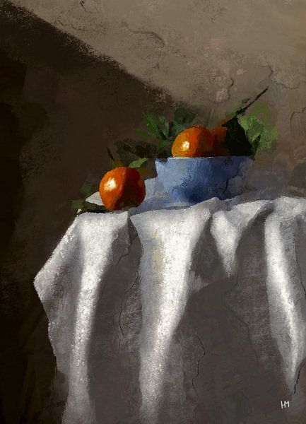 Stillleben mit Orangen, Stillleben mit Obst von Hella Maas