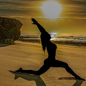 Yoga on the beach by Guenter Purin