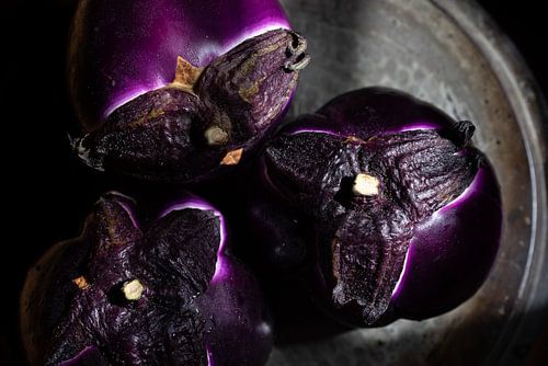 Aubergines on a plate