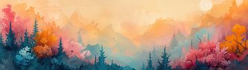 Neon Forest Landscape | Chroma Canopy by Art Whims