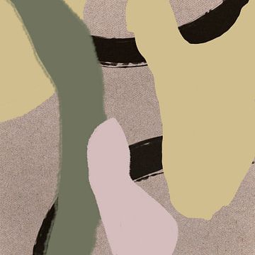 Abstracte pastelvormen in groen, roze, geel en zwart van Dina Dankers