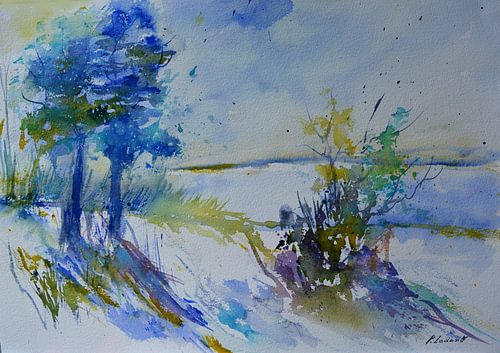Twee bomen aquarel