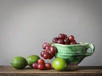 Bowl with grapes and melons