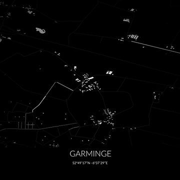 Schwarz-weiße Karte von Garminge, Drenthe. von Rezona