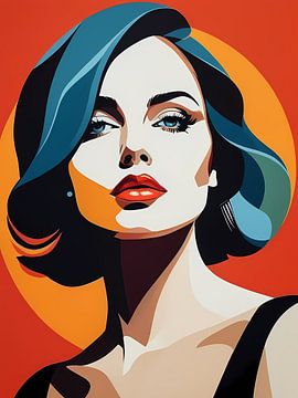 Pop Art Vrouwenportret Abstract Geometrische Kunst