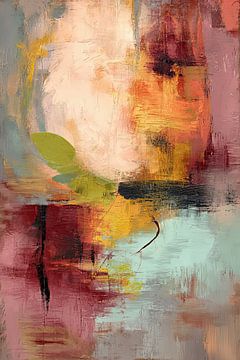Rood en turquoise - Abstract schilderij modern van Joriali Abstract