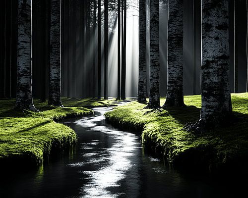 Enchanting Birches along a Stream