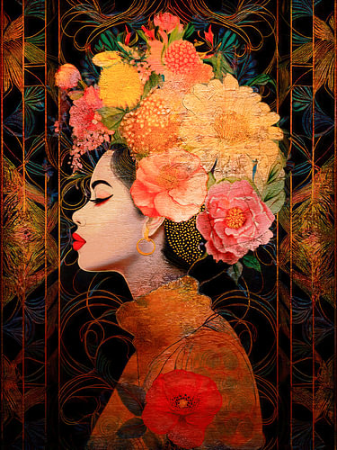A stylish portrait of a woman in the Art Deco style