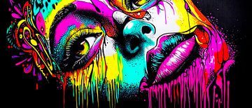 Bright emotions in neon colours by Klaus Tesching - Art-AI