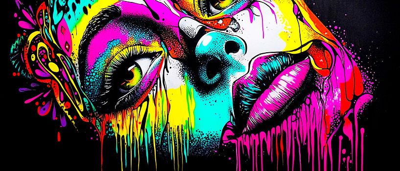 Leuchtende Emotionen in Neonfarben von Klaus Tesching - Art-AI