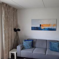Klantfoto: Textured Depth of Blue van Modern Collection, op canvas
