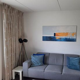 Klantfoto: Textured Depth of Blue van Modern Collection, op canvas