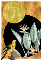 Bird and flowers in circles