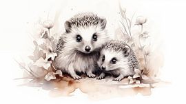 süßer junger Igel-Zeichnung, Igel-Bleistiftzeichnung im Vintage-Stil