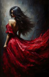 Rotes Kleid im Schatten