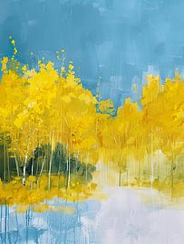 The yellow forest by the lake | Acrylic by ColorWorldwide