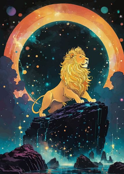 Lion on Rock in Space by MIROKKU