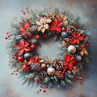 Weihnachtskranz mit Tannenzapfen und Beeren