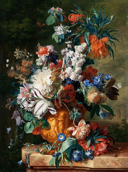 Blumenstrauß in einer Urne - Jan van Huysum von 1000 Schilderijen