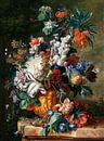 Jan van Huysum. Bouquet de fleurs dans une urne par 1000 Schilderijen Aperçu