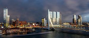 Rotterdam Erasmusbrug by night sur Leon van der Velden