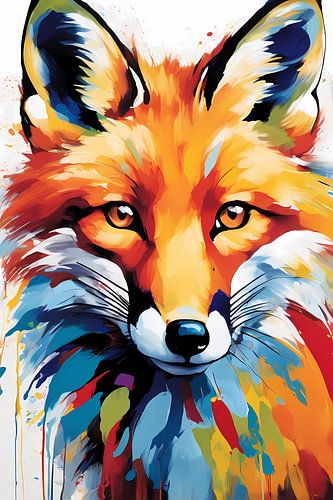 Kleurrijke vos in popart stijl