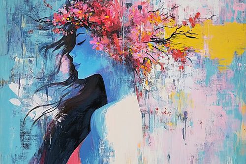 Dromerige vrouw in kleur