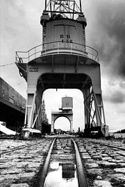 Kranen in de haven van Bertrand Bessin